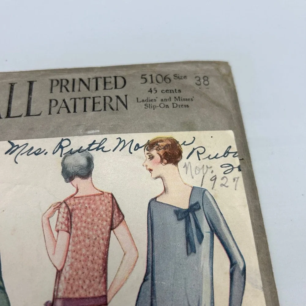 McCall Antique Early 1900's Pattern #5106 Ladies‎ Slip On Dress Size 38 HTF RARE